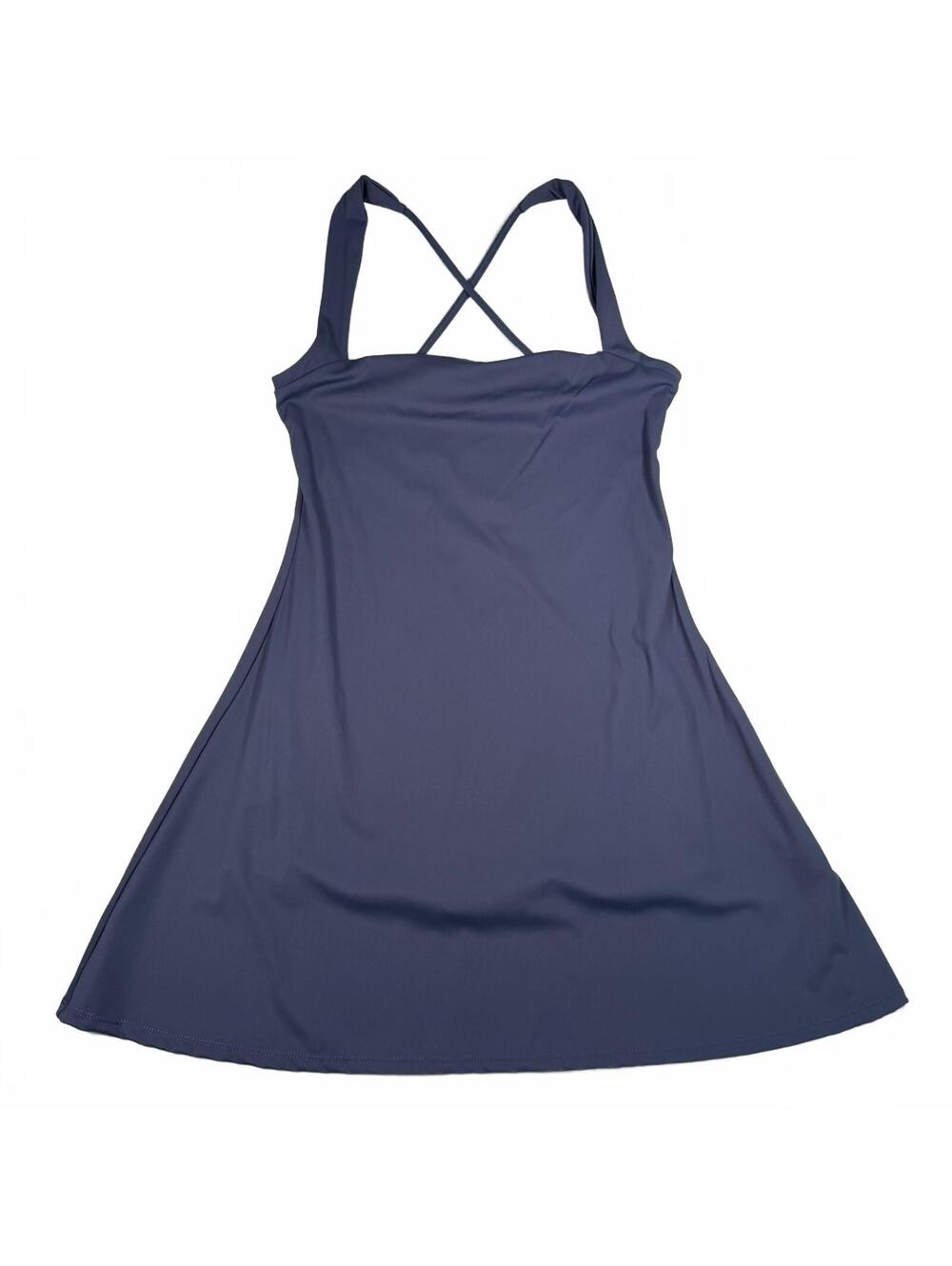 Qinsen Womens Tennis Golf Dress Size L Navy Built In Shorts Criss Cross Back